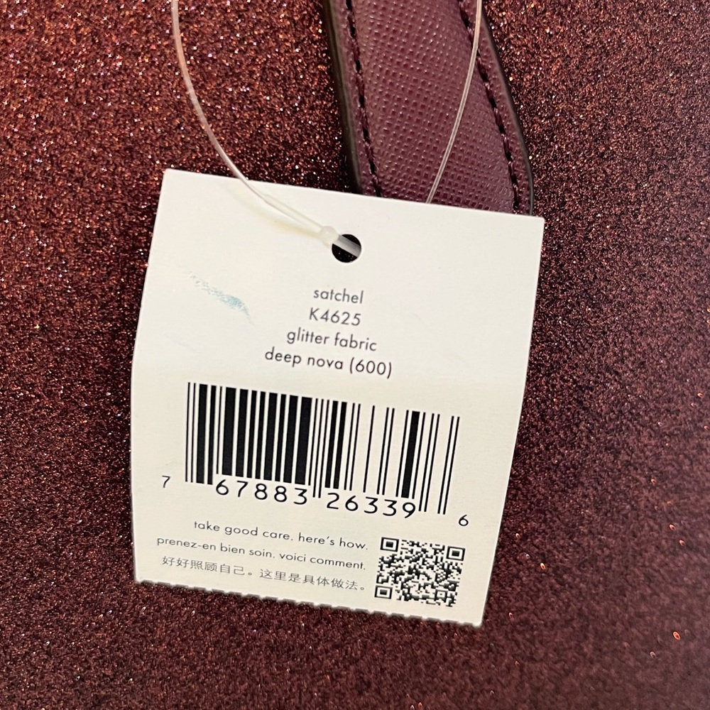 KATE SPADE NEW YORK Glitter Leather Satchel Deep Nova NWT - Picture 8 of 9